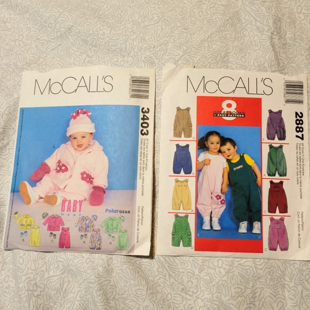 McCall's Infant And Toddler Clothing Sewing Patterns - Never Used NWOT